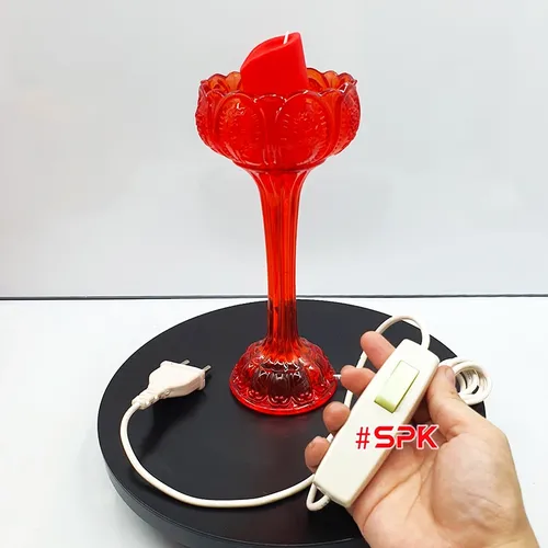 Cốc Nến Thờ Đèn Thờ Hoa Sen Thân Cao HSC01 SOPOKA - Hồng Ngọc