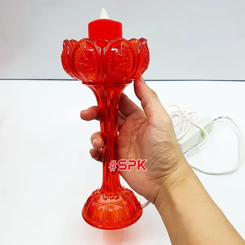 Cốc Nến Thờ Đèn Thờ Hoa Sen Thân Cao HSC01 SOPOKA - Hồng Ngọc
