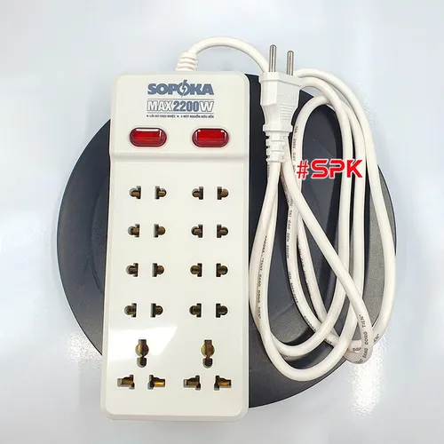 Ổ Cắm Điện 10 Lỗ Có Dây 2200W Lõi Sứ Chịu Nhiệt 10Y SOPOKA