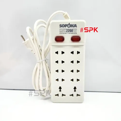 Ổ Cắm Điện 10 Lỗ Có Dây 2200W Lõi Sứ Chịu Nhiệt 10Y SOPOKA