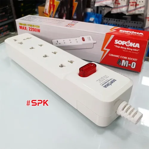 Ổ Cắm Điện 4 Lỗ 2200W Lõi Sứ Không Dây Có Công Tắc 4M-0 SOPOKA
