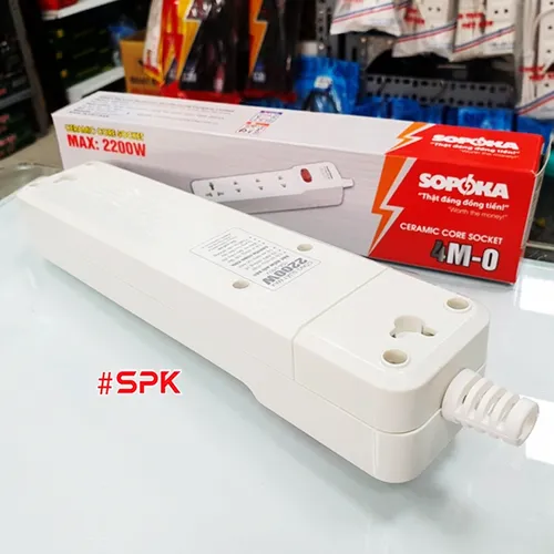 Ổ Cắm Điện 4 Lỗ 2200W Lõi Sứ Không Dây Có Công Tắc 4M-0 SOPOKA