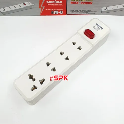 Ổ Cắm Điện 4 Lỗ 2200W Lõi Sứ Không Dây Có Công Tắc 4M-0 SOPOKA