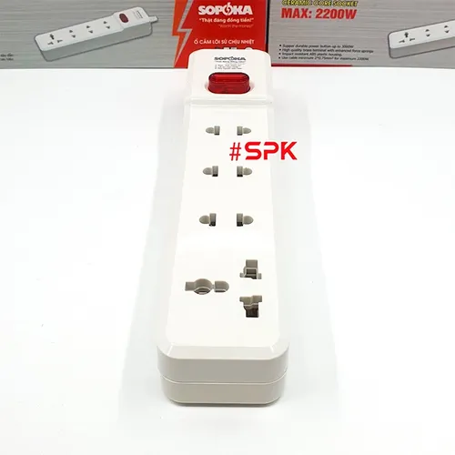 Ổ Cắm Điện 4 Lỗ 2200W Lõi Sứ Không Dây Có Công Tắc 4M-0 SOPOKA