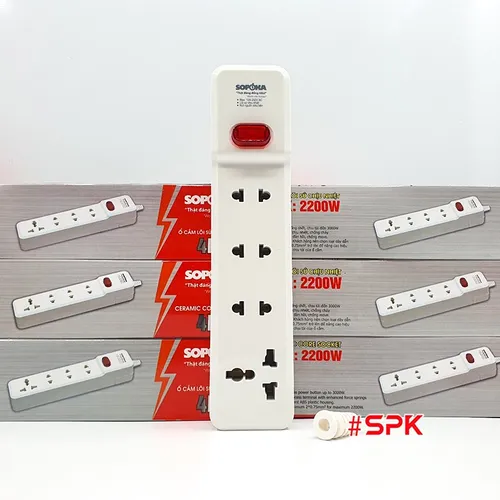 Ổ Cắm Điện 4 Lỗ 2200W Lõi Sứ Không Dây Có Công Tắc 4M-0 SOPOKA