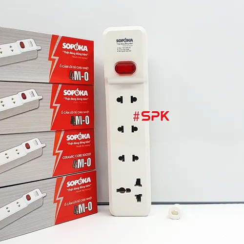 Ổ Cắm Điện 4 Lỗ 2200W Lõi Sứ Không Dây Có Công Tắc 4M-0 SOPOKA