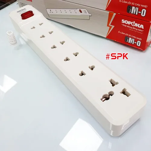 Ổ Cắm Điện 6 Lỗ 2200W Lõi Sứ Không Dây Có Công Tắc 6M-0 SOPOKA