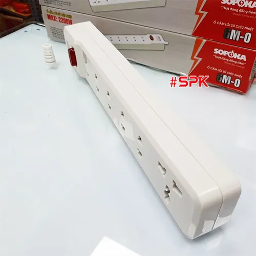 Ổ Cắm Điện 6 Lỗ 2200W Lõi Sứ Không Dây Có Công Tắc 6M-0 SOPOKA