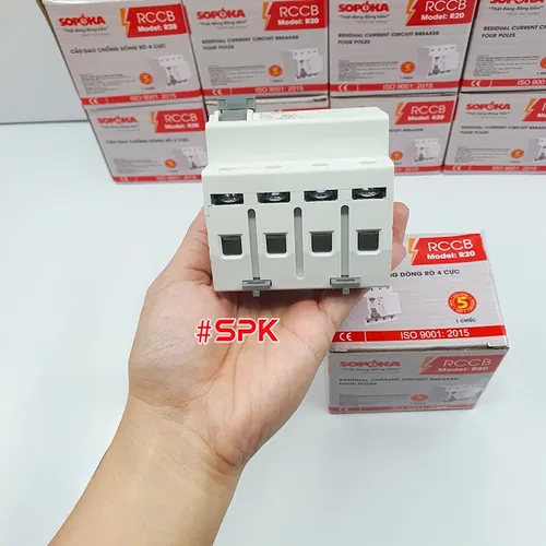 Aptomat Chống Giật 3 Pha 4 Cực RCCB 4P Chống Giật 63A 4P 30mA SOPOKA 