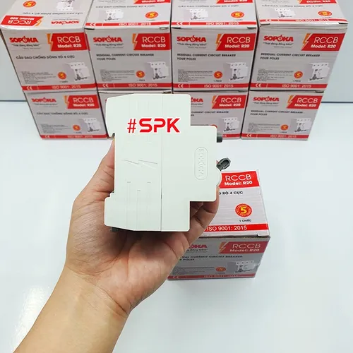 Aptomat Chống Giật 3 Pha 4 Cực RCCB 4P Chống Giật 63A 4P 30mA SOPOKA 