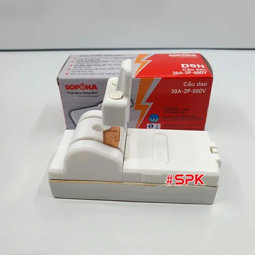 Cầu Dao Đế Sứ 1 Pha 30A-2P Cực Đúc D5H SOPOKA