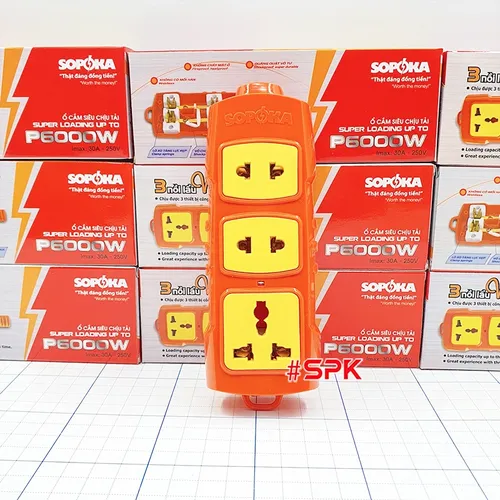 Ổ Cắm Điện 3 Lỗ 6000W Lõi Sứ Không Dây P6000W SOPOKA