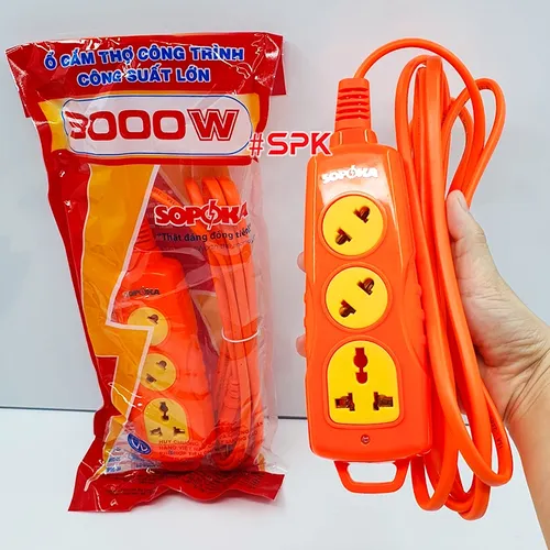 Ổ Cắm Điện 3 Lỗ Chéo SOPOKA 3C-3000W Vỏ Nhựa Chống Nhiệt Và Va Đập