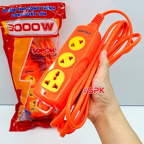 Ổ Cắm Điện 3 Lỗ Chéo SOPOKA 3C-3000W Vỏ Nhựa Chống Nhiệt Và Va Đập