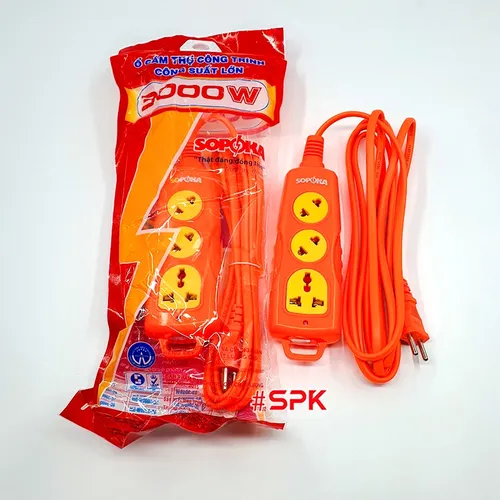 Ổ Cắm Điện 3 Lỗ Chéo SOPOKA 3C-3000W Vỏ Nhựa Chống Nhiệt Và Va Đập