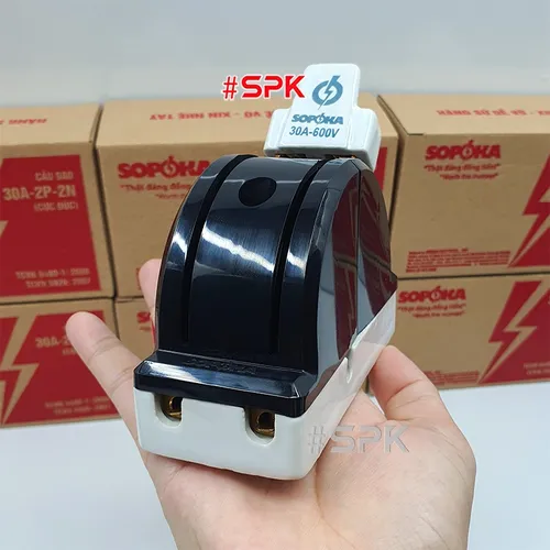 Cầu Dao Đảo Đế Sứ 1 Pha 30A 2P 600V 2N Màu Đen D19(A) SOPOKA