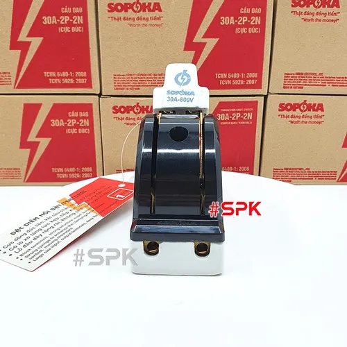 Cầu Dao Đảo Đế Sứ 1 Pha 30A 2P 600V 2N Màu Đen D19(A) SOPOKA