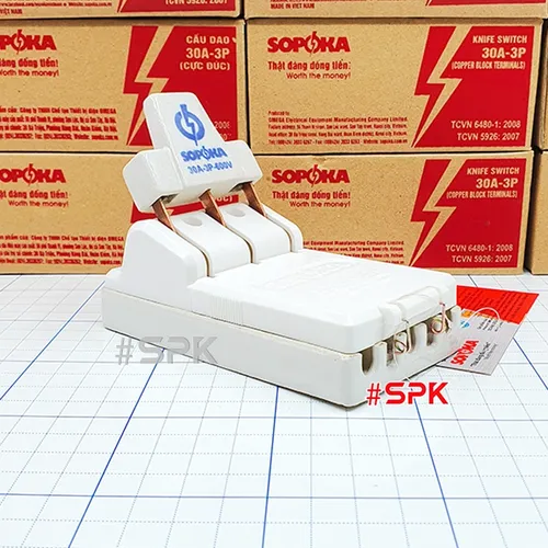 Cầu Dao Điện Đế Sứ 3 Pha 3P Cực Đúc Màu Trắng 30A 600V D9 SOPOKA