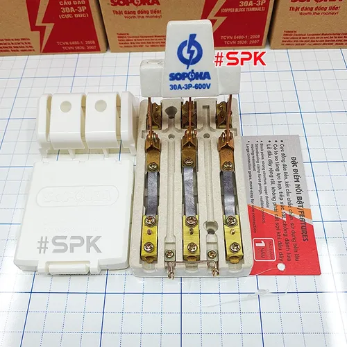 Cầu Dao Điện Đế Sứ 3 Pha 3P Cực Đúc Màu Trắng 30A 600V D9 SOPOKA
