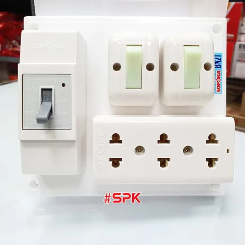 Bảng Điện Táp Lô 2 Công Tắc 3 Ổ Cắm Có CB 30A BN21 SOPOKA