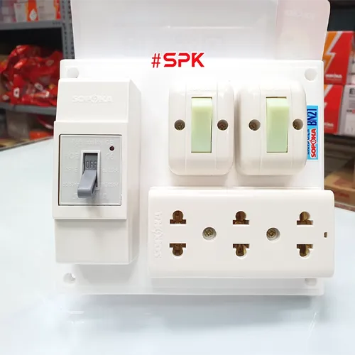 Bảng Điện Táp Lô 2 Công Tắc 3 Ổ Cắm Có CB 30A BN21 SOPOKA