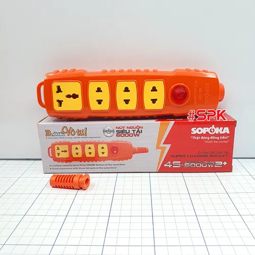 Ổ Cắm Điện 4 Lỗ Không Dây 6000W Có Nút Nguồn 4S-6000W2+ SOPOKA