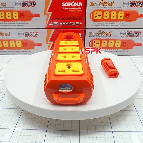 Ổ Cắm Điện 4 Lỗ Không Dây 6000W Có Nút Nguồn 4S-6000W2+ SOPOKA