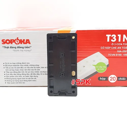 Ổ Cắm Điện 3 Lỗ Gắn Táp Lô Có Màn Che An Toàn T31N SOPOKA 2200W