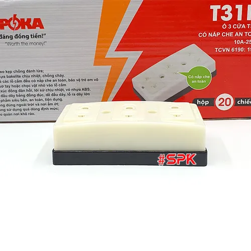 Ổ Cắm Điện 3 Lỗ Gắn Táp Lô Có Màn Che An Toàn T31N SOPOKA 2200W