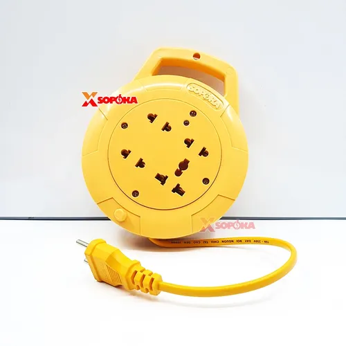 Ổ Cắm Điện Quay Cuộn Dây Tròn Chịu Tải 2200W Q45Y/ Q75Y Màu Vàng SOPOKA