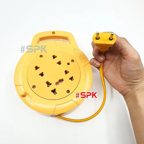 Ổ Cắm Điện Quay Cuộn Dây Tròn Chịu Tải 2200W Q45Y/ Q75Y Màu Vàng SOPOKA