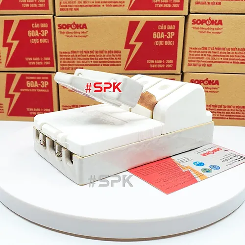 Cầu Dao Điện Đế Sứ 3 Pha 3P Cực Đúc Màu Trắng 60A 600V D11 SOPOKA