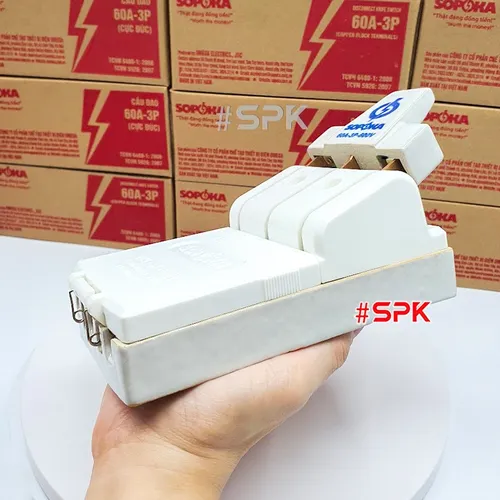 Cầu Dao Điện Đế Sứ 3 Pha 3P Cực Đúc Màu Trắng 60A 600V D11 SOPOKA