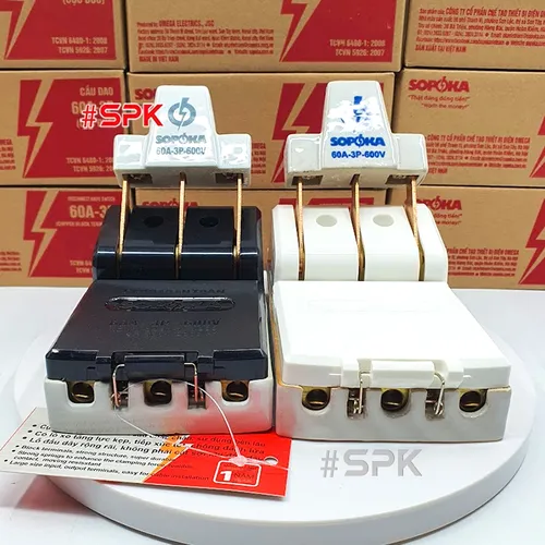 Cầu Dao Điện Đế Sứ 3 Pha 3P Cực Đúc Màu Trắng 60A 600V D11 SOPOKA
