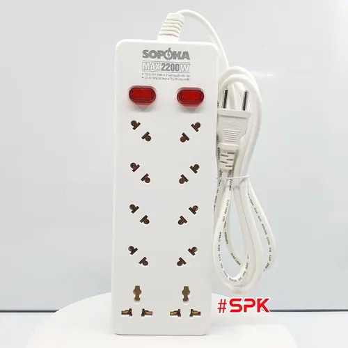 Ổ Cắm Điện 10 Lỗ Chéo Không Vướng Dây 2200W 10A SOPOKA