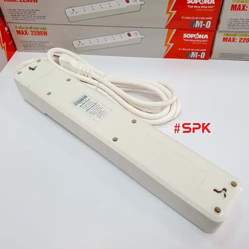 Ổ Cắm Điện 6 Lỗ 2200W Lõi Sứ Có Dây Và Công Tắc 6M2 SOPOKA