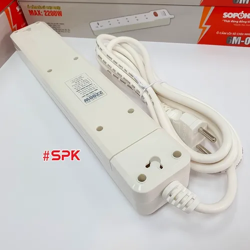 Ổ Cắm Điện 6 Lỗ 2200W Lõi Sứ Có Dây Và Công Tắc 6M2 SOPOKA
