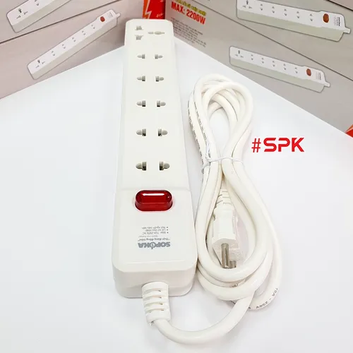 Ổ Cắm Điện 6 Lỗ 2200W Lõi Sứ Có Dây Và Công Tắc 6M2 SOPOKA