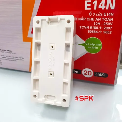 Ổ Cắm Điện Táp Lô 3 lỗ 2200W Có Nắm Che An Toàn E14N SOPOKA