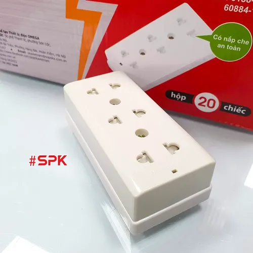Ổ Cắm Điện Táp Lô 3 lỗ 2200W Có Nắm Che An Toàn E14N SOPOKA