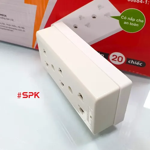 Ổ Cắm Điện Táp Lô 3 lỗ 2200W Có Nắm Che An Toàn E14N SOPOKA
