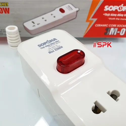 Ổ Cắm Điện 3 Lỗ 2200W Lõi Sứ Không Dây Có Công Tắc 3M-0 SOPOKA