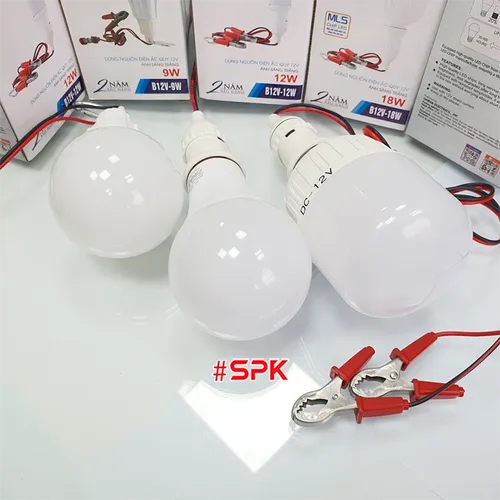 Bóng Đèn Led Dùng Bình 12V Liền Dây Kẹp Đui Vặn Xoáy E27 SOPOKA
