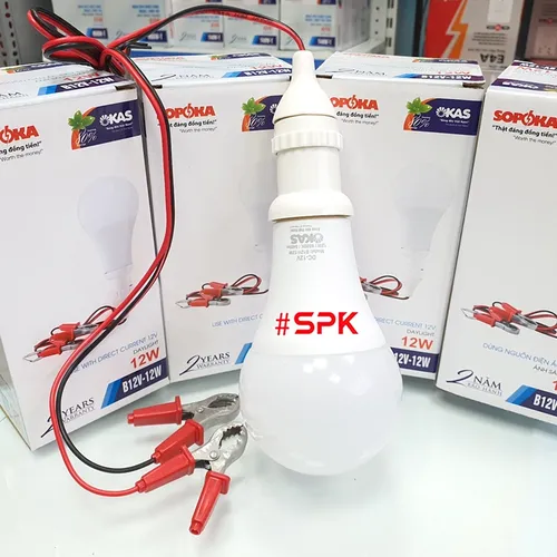 Bóng Đèn Led Dùng Bình 12V Liền Dây Kẹp Đui Vặn Xoáy E27 SOPOKA