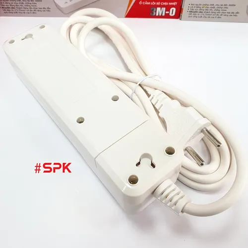 Ổ Cắm Điện 3 Lỗ 2200W Lõi Sứ Có Dây Và Công Tắc 3M2 SOPOKA
