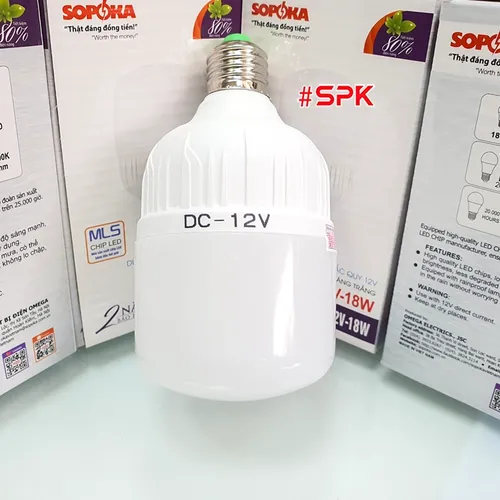 Bóng Đèn Led Dùng Bình 12V 18W Đui Ren Vặn Xoáy E27 SOPOKA