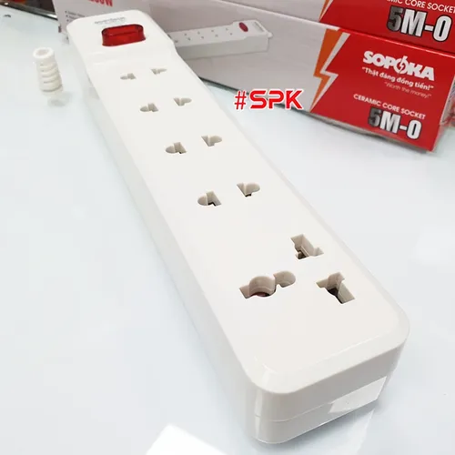 Ổ Cắm Điện 5 Lỗ 2200W Lõi Sứ Không Dây Có Công Tắc 5M-0 SOPOKA