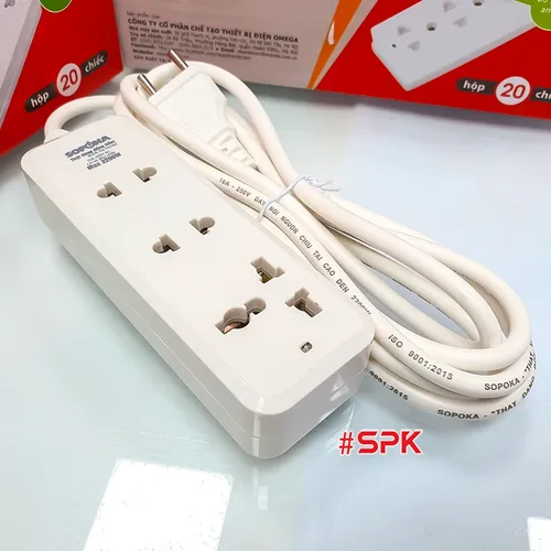Ổ Cắm Điện 3 Lỗ 2200W Lõi Sứ Có Dây 3C2 SOPOKA