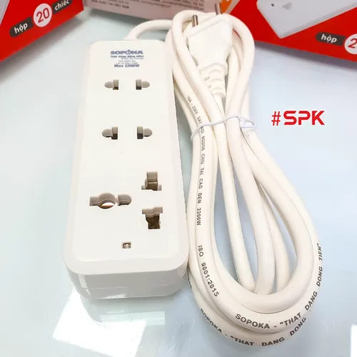Ổ Cắm Điện 3 Lỗ 2200W Lõi Sứ Có Dây 3C2 SOPOKA