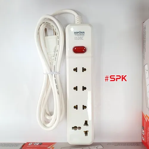 Ổ Cắm Điện 4 Lỗ 2200W Lõi Sứ Có Dây Và Công Tắc 4M2 SOPOKA 